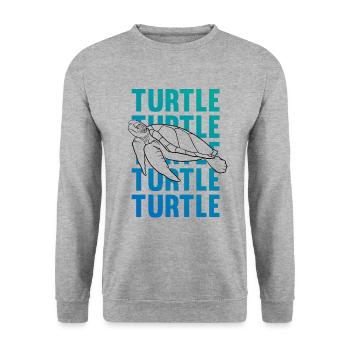 TURTLE Schattenbild Wortkunst Geschenk - Unisex Pullover - Weißgrau meliert - Vorne - Alina (178cm) & Michal (187cm)