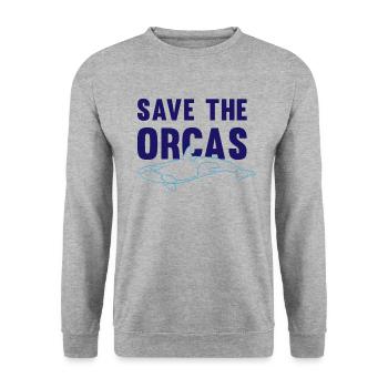 Protects the Orcas Eco-Conscious Gift - Unisex Sweatshirt - salt & pepper - Front - Alina (178cm) & Michal (187cm)