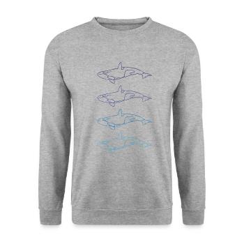 Cadeau de beauté de la mer de la famille d’orques - Sweat-shirt Unisexe - gris chiné - Devant - Alina (178cm) & Michal (187cm)