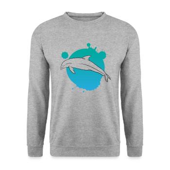 Stylish Dolphin Art Paint Splash - Unisex Sweatshirt - salt & pepper - Front - Alina (178cm) & Michal (187cm)