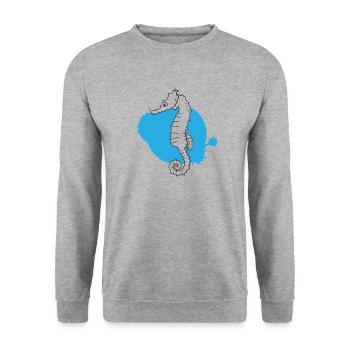 Silhouette Seepferdchen Ozean - Unisex Pullover - Weißgrau meliert - Vorne - Alina (178cm) & Michal (187cm)