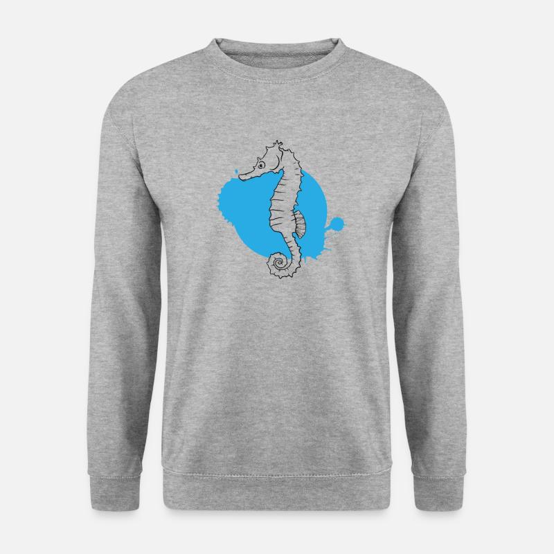 Silhouette Seepferdchen Ozean - Unisex Pullover - Weißgrau meliert