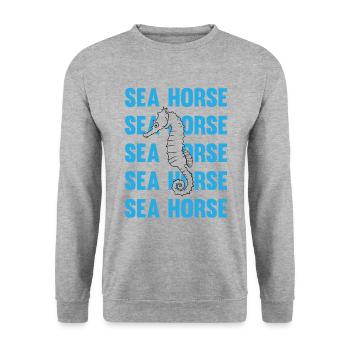 Hippocampe jeu d’écriture océan amour - Sweat-shirt Unisexe - gris chiné - Devant - Alina (178cm) & Michal (187cm)