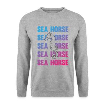 Sea Horse Writing Game Ocean Love - Unisex Sweatshirt - salt & pepper - Front - Alina (178cm) & Michal (187cm)