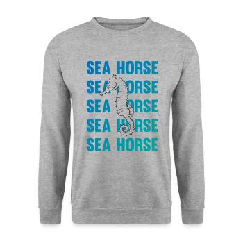 Sea Horse Writing Game Ocean Love - Unisex Sweatshirt - salt & pepper - Front - Alina (178cm) & Michal (187cm)