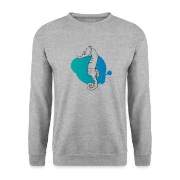 Seahorse Whisper Ocean Mystery - Unisex Sweatshirt - salt & pepper - Front - Alina (178cm) & Michal (187cm)