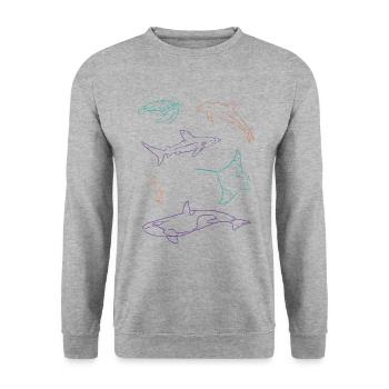 Ozeanische Freunde Farbenpracht Unterwasser - Unisex Pullover - Weißgrau meliert - Vorne - Alina (178cm) & Michal (187cm)