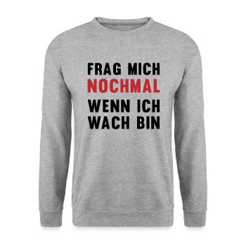 Morgenmuffel Alarm Lustiges Aufwach-Geschenk - Unisex Pullover - Weißgrau meliert - Vorne - Alina (178cm) & Michal (187cm)