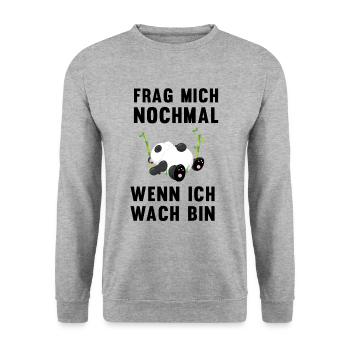 Panda Ruhephase Humorvolles Geschenk - Unisex Pullover - Weißgrau meliert - Vorne - Alina (178cm) & Michal (187cm)