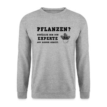 Pflanzenexperte mit Leidenschaft Motiv - Unisex Pullover - Weißgrau meliert - Vorne - Alina (178cm) & Michal (187cm)