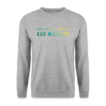 Preserve Nature - Protects Wildlife - Unisex Sweatshirt - salt & pepper - Front - Alina (178cm) & Michal (187cm)