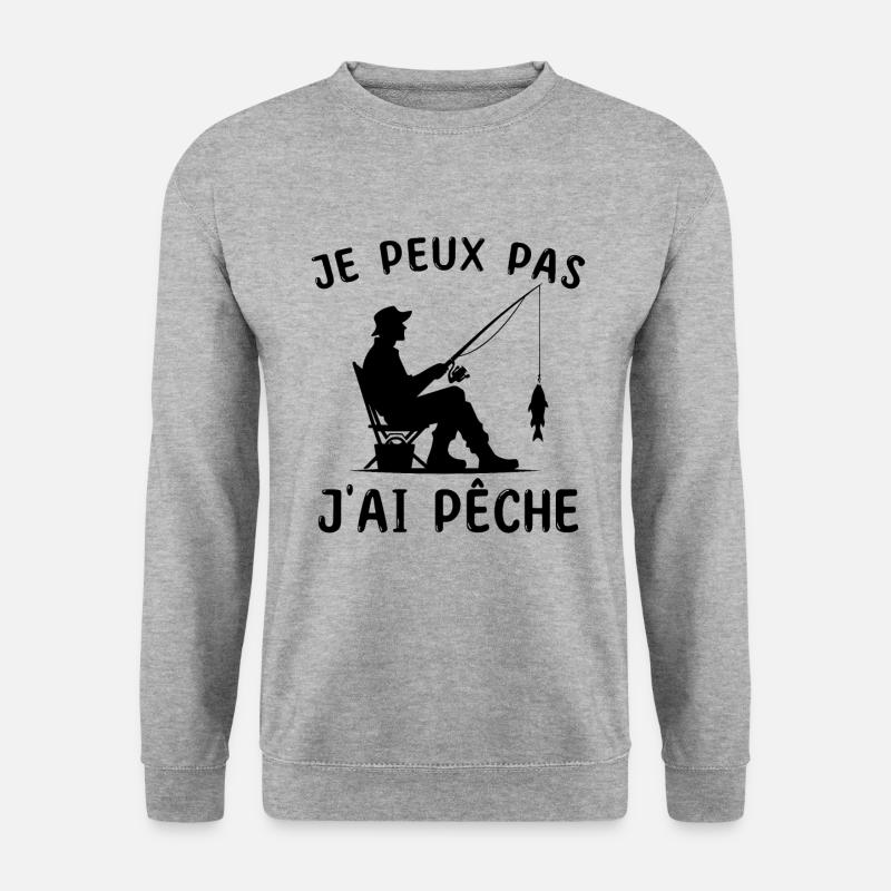Ich kann nicht fischen Mann Fischer Geschenk - Unisex Pullover - Weißgrau meliert