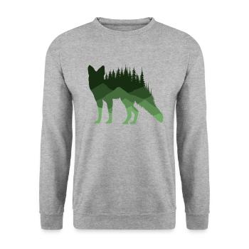 de la forêt - Silhouette de renard - Sweat-shirt Unisexe - gris chiné - Devant - Alina (178cm) & Michal (187cm)