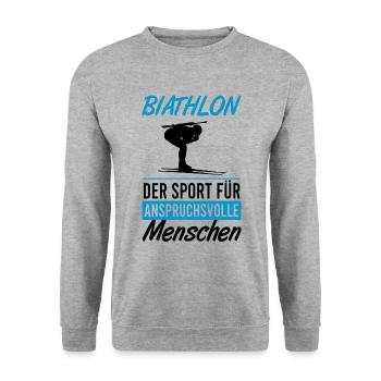 Biathlon – Défi et précision - Sweat-shirt Unisexe - gris chiné - Devant - Alina (178cm) & Michal (187cm)