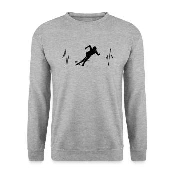 Heartbeat Patinage de vitesse Passion cadeau - Sweat-shirt Unisexe - gris chiné - Devant - Alina (178cm) & Michal (187cm)
