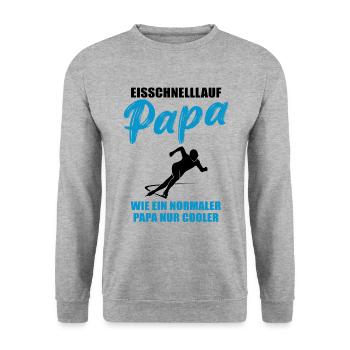 Eisschnelllauf Papa Cool Geschenk - Unisex Pullover - Weißgrau meliert - Vorne - Alina (178cm) & Michal (187cm)