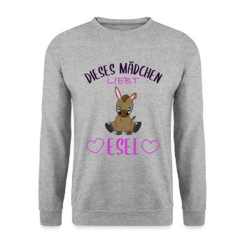 Mädchen & Esel Liebe - Unzertrennlich - Unisex Pullover - Weißgrau meliert - Vorne - Alina (178cm) & Michal (187cm)
