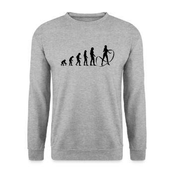 Evolution zum Gymnastikstar Geschenk - Unisex Pullover - Weißgrau meliert - Vorne - Alina (178cm) & Michal (187cm)