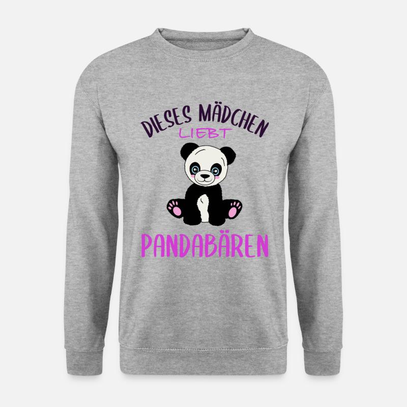 Mädchenherz für Pandas - Unisex Pullover - Weißgrau meliert