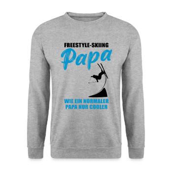 Freestyle-Papa - Unisex Pullover - Weißgrau meliert - Vorne - Alina (178cm) & Michal (187cm)
