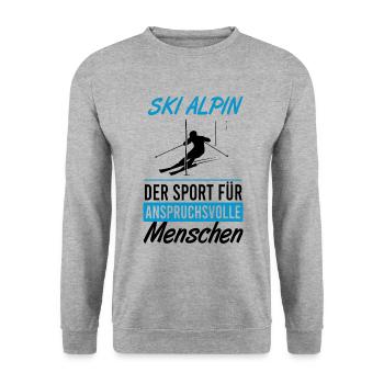 Elite Ski Alpin Style Geschenk - Unisex Pullover - Weißgrau meliert - Vorne - Alina (178cm) & Michal (187cm)
