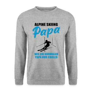 Alpiner Ski-Papa Geschenk - Unisex Pullover - Weißgrau meliert - Vorne - Alina (178cm) & Michal (187cm)