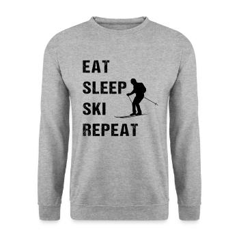 Ski-Rhythmus - Geschenk für Skifans - Unisex Pullover - Weißgrau meliert - Vorne - Alina (178cm) & Michal (187cm)