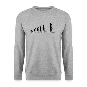 Evolution Slackline - L’équilibre dès le départ - Sweat-shirt Unisexe - gris chiné - Devant - Alina (178cm) & Michal (187cm)