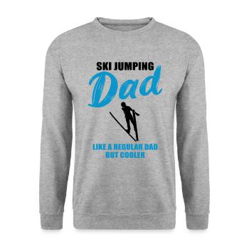 Skisprung Papa: Coolness pur - Unisex Pullover - Weißgrau meliert - Vorne - Alina (178cm) & Michal (187cm)