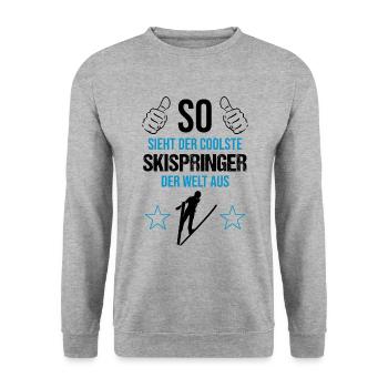 Top Skispringer: Weltspitze - Unisex Pullover - Weißgrau meliert - Vorne - Alina (178cm) & Michal (187cm)