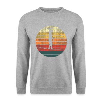 Sonnenuntergang Slackline - Unisex Pullover - Weißgrau meliert - Vorne - Alina (178cm) & Michal (187cm)