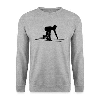 Sprinter Start Dynamik Kraft Sportler Geschenk - Unisex Pullover - Weißgrau meliert - Vorne - Alina (178cm) & Michal (187cm)