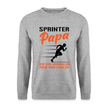 Cool Sprinter Papa Überholspur - Unisex Pullover - Weißgrau meliert - Vorne - Alina (178cm) & Michal (187cm)