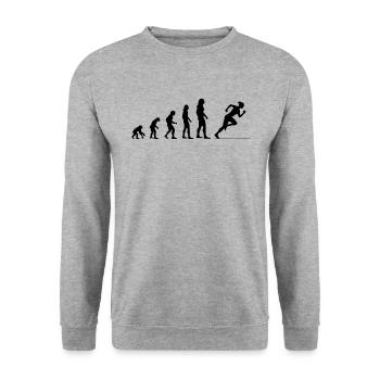 Evolutionslauf – Schneller als Gestern - Unisex Pullover - Weißgrau meliert - Vorne - Alina (178cm) & Michal (187cm)