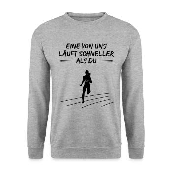Schneller Sprint - Herausforderung Pur - Unisex Pullover - Weißgrau meliert - Vorne - Alina (178cm) & Michal (187cm)