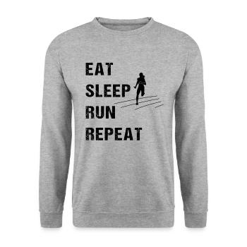 Mantra du coureur - Mangez, dormez, courez, répétez - Sweat-shirt Unisexe - gris chiné - Devant - Alina (178cm) & Michal (187cm)
