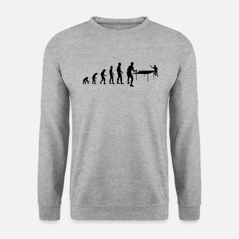 Evolution Tischtennis Spieler Geschenk - Unisex Pullover - Weißgrau meliert