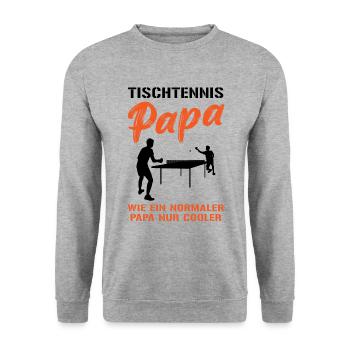 Cooler Tischtennis Papa Spruch Geschenk - Unisex Pullover - Weißgrau meliert - Vorne - Alina (178cm) & Michal (187cm)