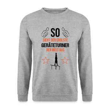 Coolest Gymnast World Statement - Unisex Sweatshirt - salt & pepper - Front - Alina (178cm) & Michal (187cm)
