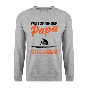 Coolster Weitsprung Papa - Geschenk - Unisex Pullover - Weißgrau meliert - Vorne - Alina (178cm) & Michal (187cm)