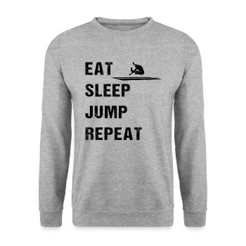 Eat Sleep Jump – Athlete's Motto - Unisex Sweatshirt - salt & pepper - Front - Alina (178cm) & Michal (187cm)