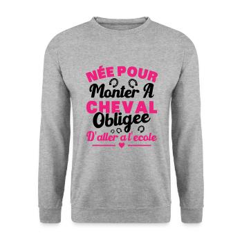 Born to ride a horse, forced to go to school - Unisex Sweatshirt - salt & pepper - Front - Alina (178cm) & Michal (187cm)