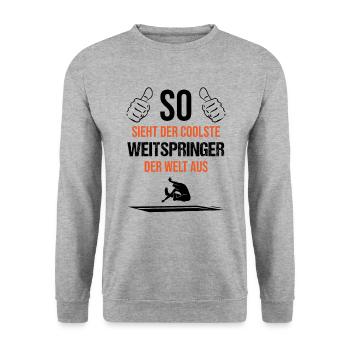 Weltbester Weitspringer Coolness Geschenk - Unisex Pullover - Weißgrau meliert - Vorne - Alina (178cm) & Michal (187cm)