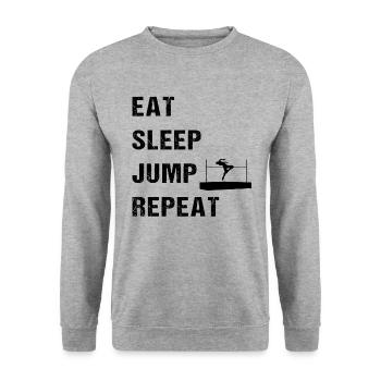 Eat Sleep Jump Repeat Leichtathletik - Unisex Pullover - Weißgrau meliert - Vorne - Alina (178cm) & Michal (187cm)