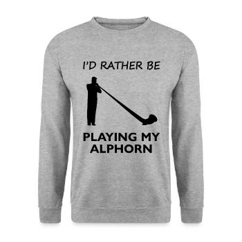 Cadeau pour les amateurs de cor des Alpes - préfèrent jouer - Sweat-shirt Unisexe - gris chiné - Devant - Alina (178cm) & Michal (187cm)
