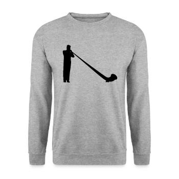 Alphornbläser Echo der Berge Melodie - Unisex Pullover - Weißgrau meliert - Vorne - Alina (178cm) & Michal (187cm)