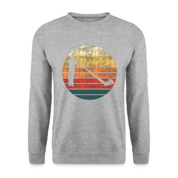 Alphorn Geschenk - Melodie im Abendrot - Unisex Pullover - Weißgrau meliert - Vorne - Alina (178cm) & Michal (187cm)