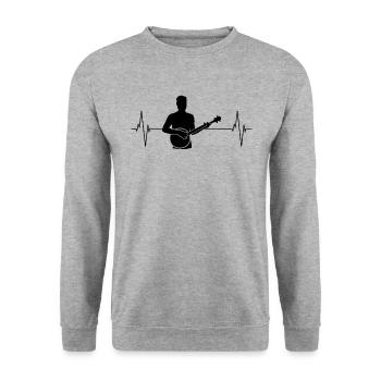 Banjo Heartbeat - Gift for Plucker - Unisex Sweatshirt - salt & pepper - Front - Alina (178cm) & Michal (187cm)