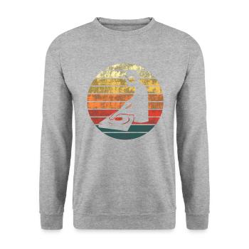 Sunset Decks - cadeau pour le DJ au coucher du soleil - Sweat-shirt Unisexe - gris chiné - Devant - Alina (178cm) & Michal (187cm)