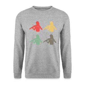 Ensemble de violonistes colorés Harmony - Sweat-shirt Unisexe - gris chiné - Devant - Alina (178cm) & Michal (187cm)